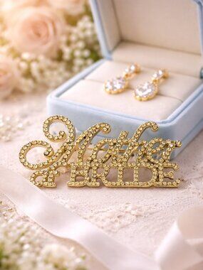 Mother of the Bride Gold Rhinestone Brooch Pin